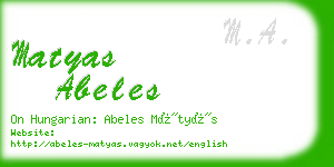 matyas abeles business card